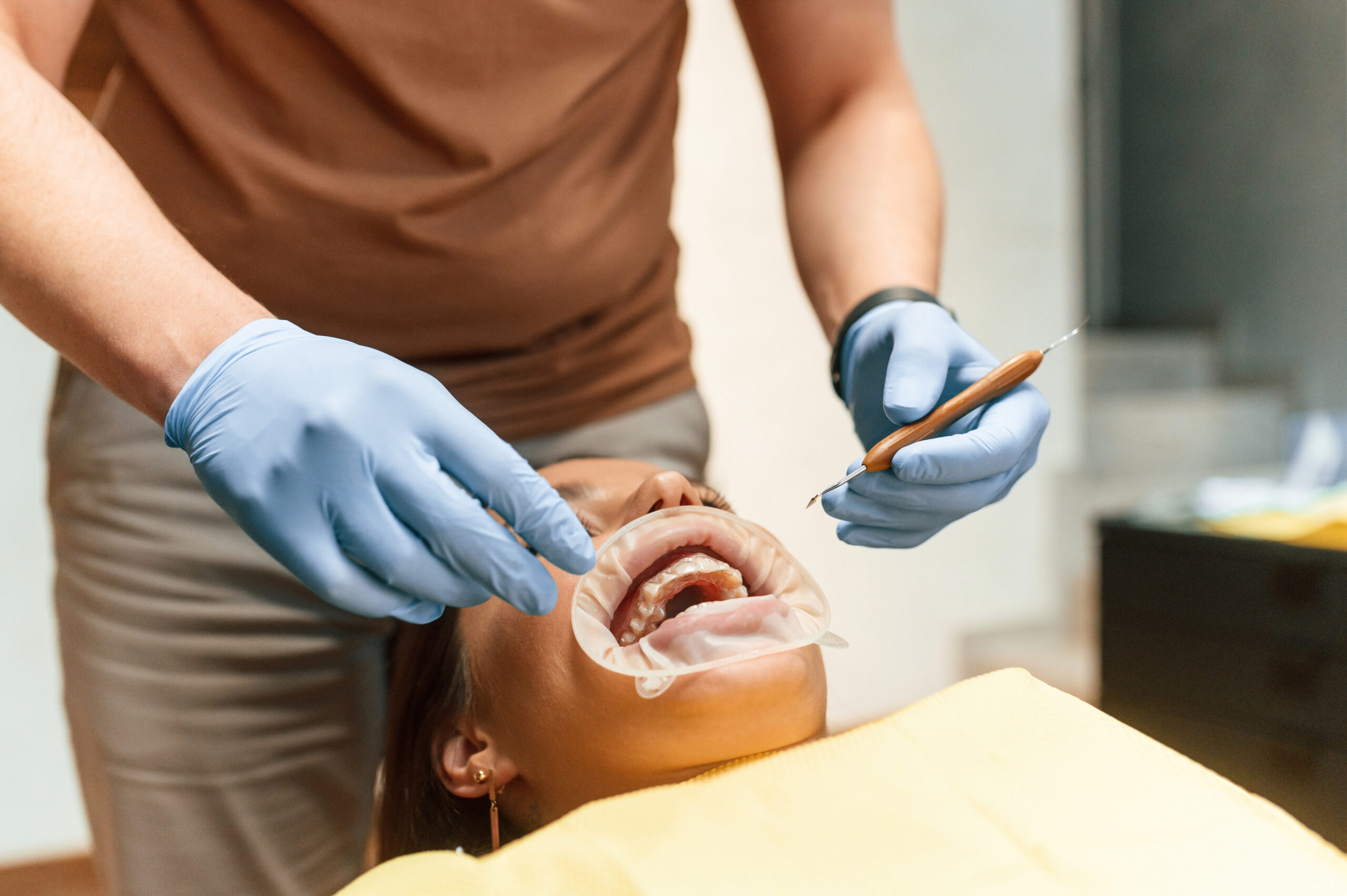 Long haired woman smiling, black and white